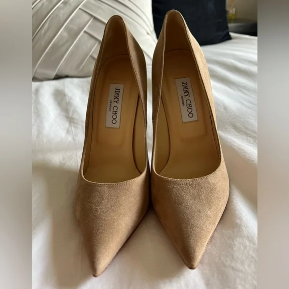 Jimmy Choo Tan Suede Romy Pumps - Picture 2 of 10